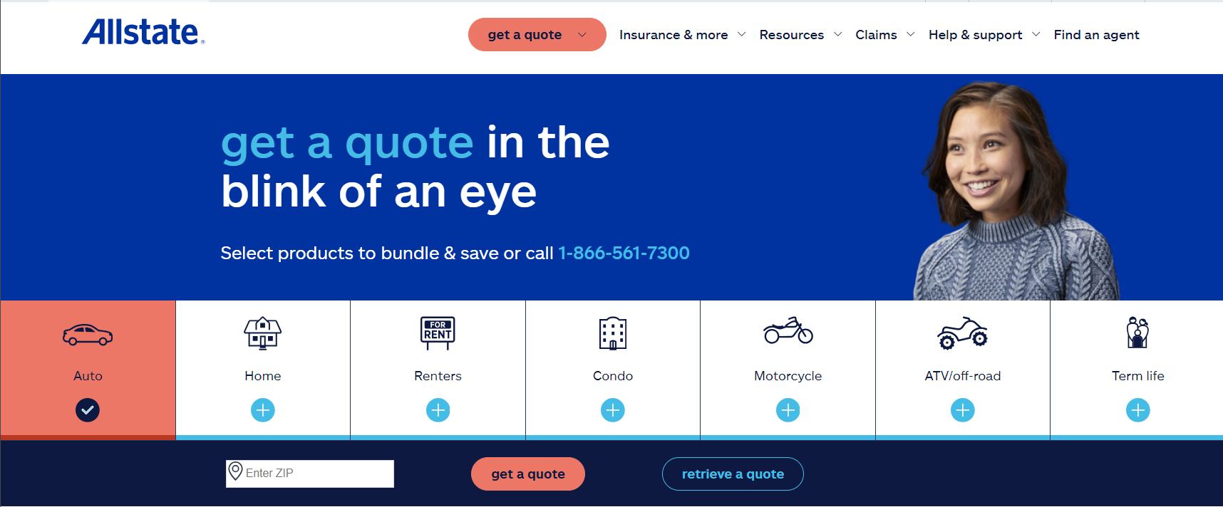 Allstate Homepage Screenshot: Best Glendale, AZ Auto Insurance