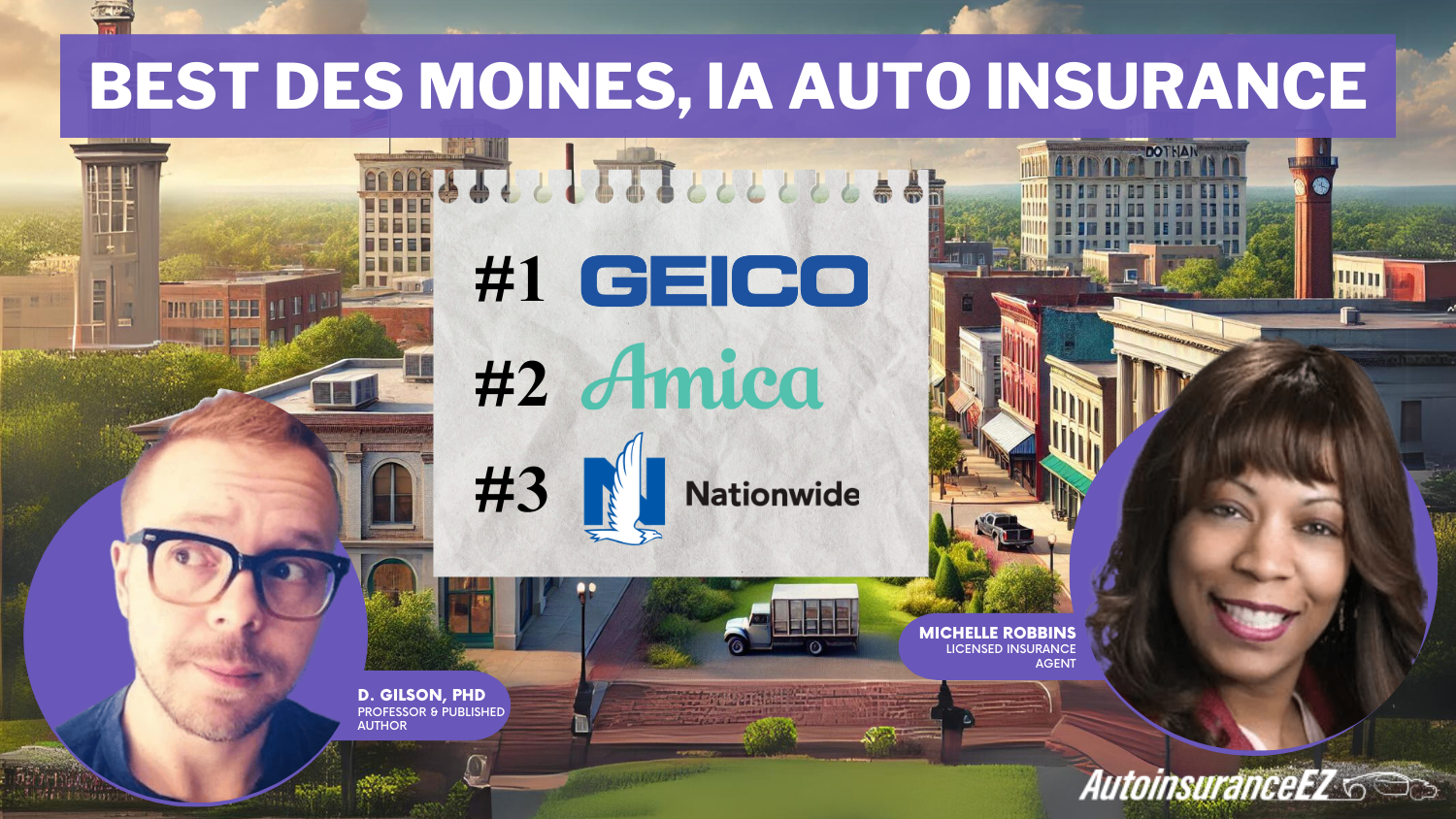 Geico, Amica, and Nationwide: Best Des Moines, IA auto insurance