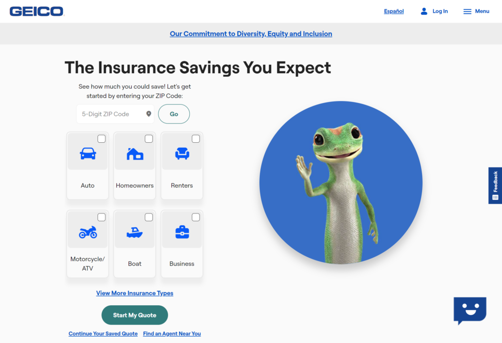 Geico screenshot: Best New Orleans, LA Auto Insurance