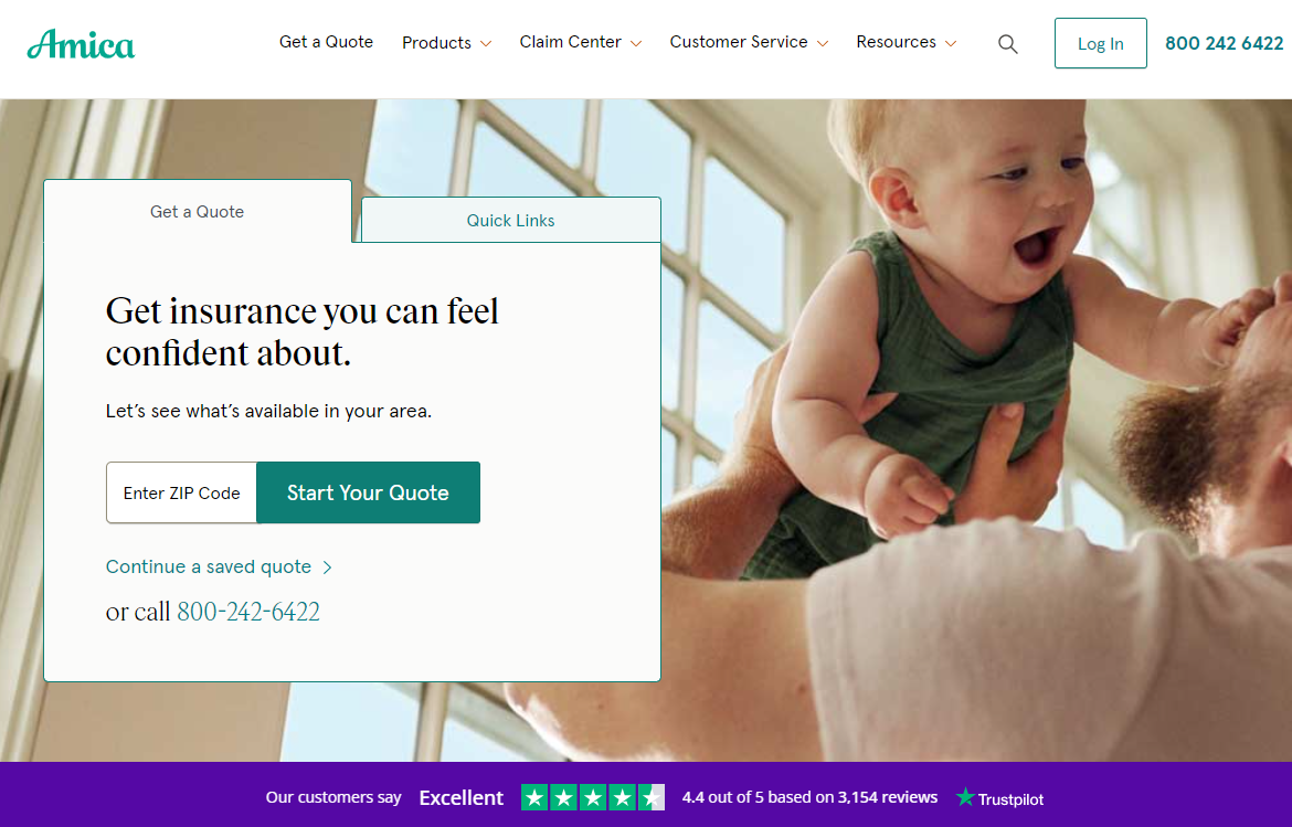 Best Jersey City, NJ Auto Insurance: Amica HomePage Screenshot