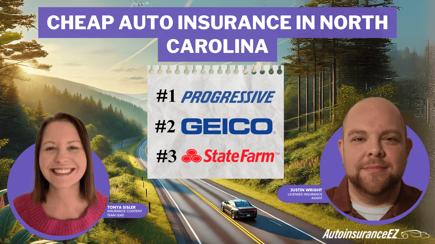 cheap auto insurance in North Carolina: Progressive, State Farm, Geico